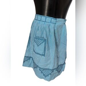 Vintage Cross stitched Apron – Blue Gingham